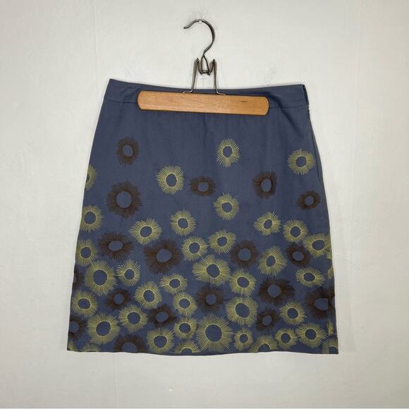 Boden Blue Embroidered Sunburst A line Pencil Skirt Size 8 - Picture 1 of 12